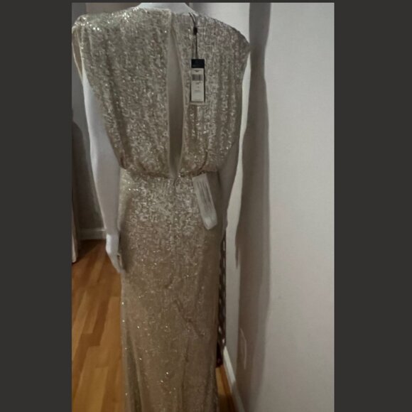 BCBG Max Azria Sequin Surplice Gown Dress Corozo Combo Medium - Picture 6 of 7